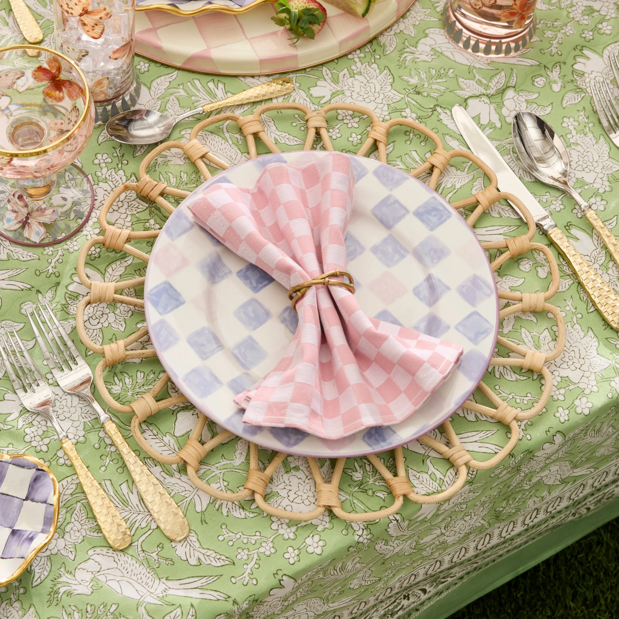 Lilac Check Dinner Plate