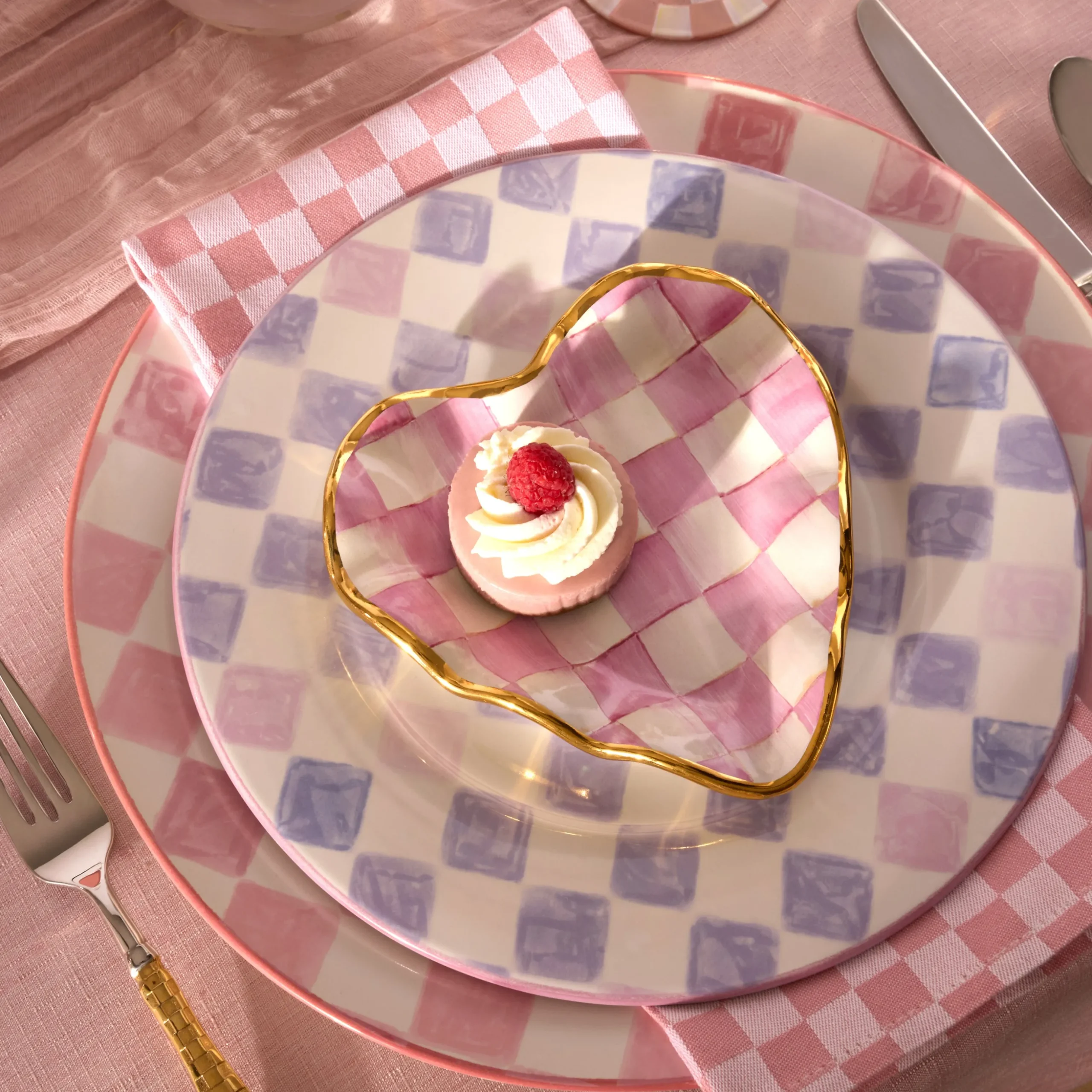 Lilac Check Dinner Plate