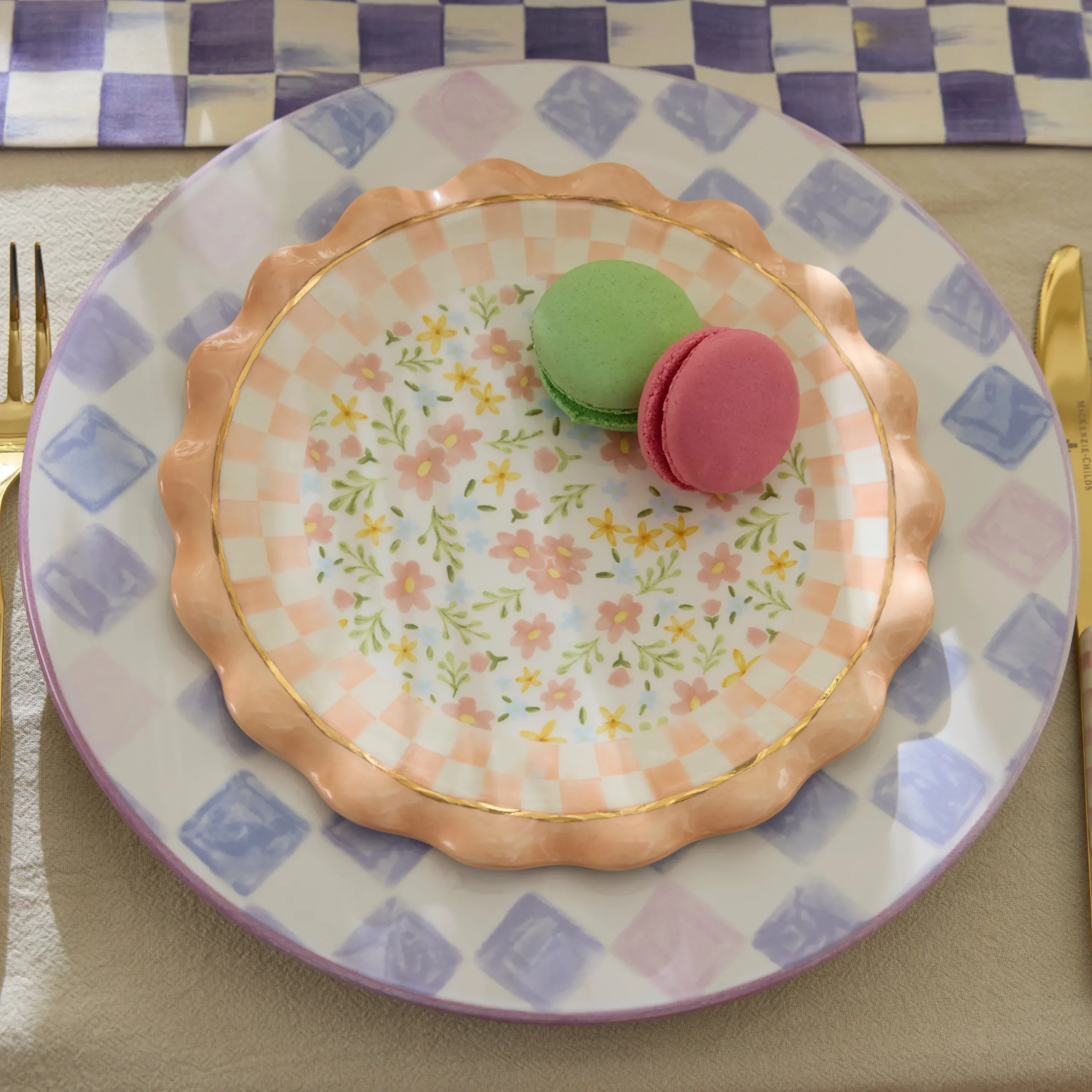 Lilac Check Dinner Plate
