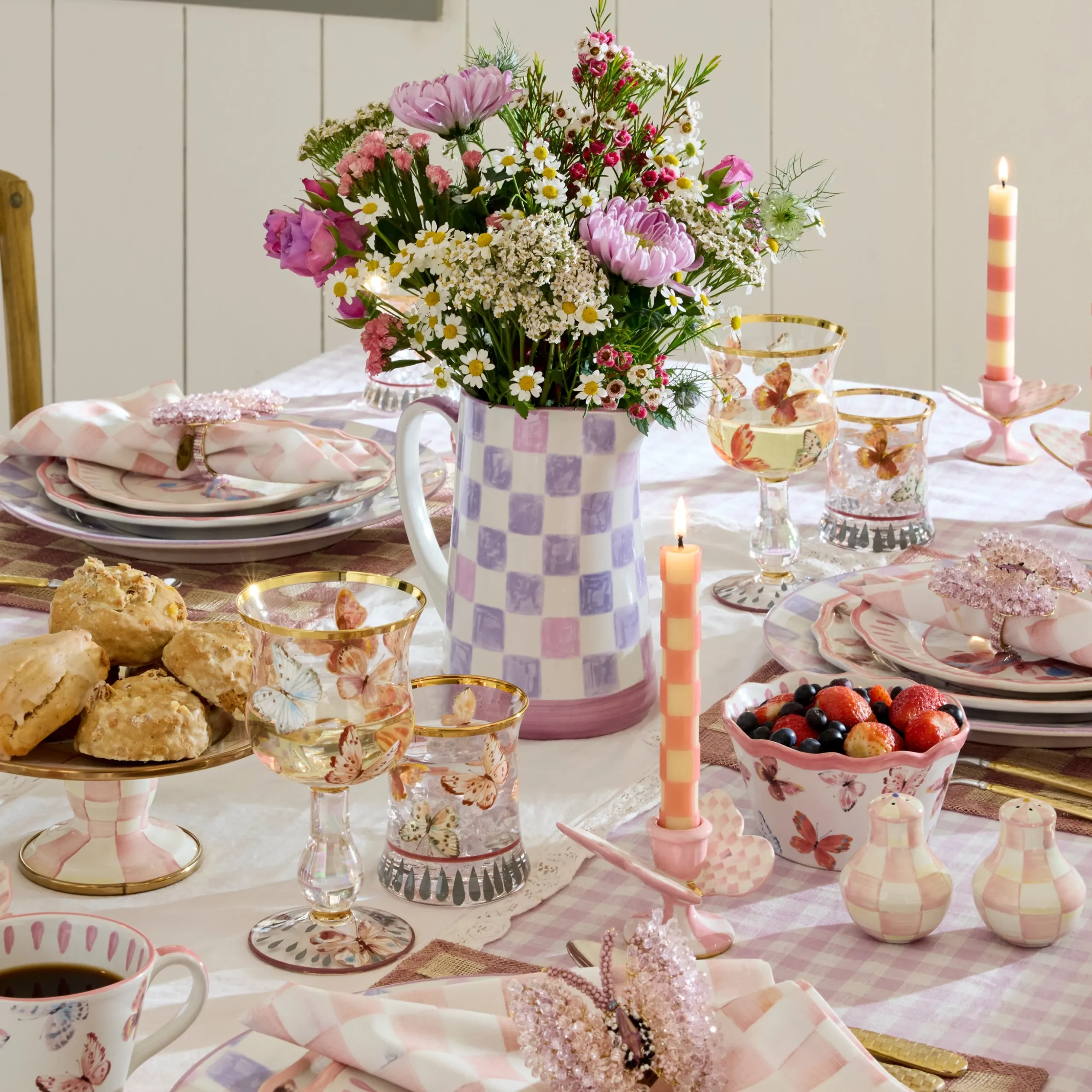 Lilac Check Pitcher