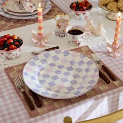 Lilac Check Round Platter