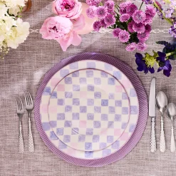 Lilac Check Round Platter