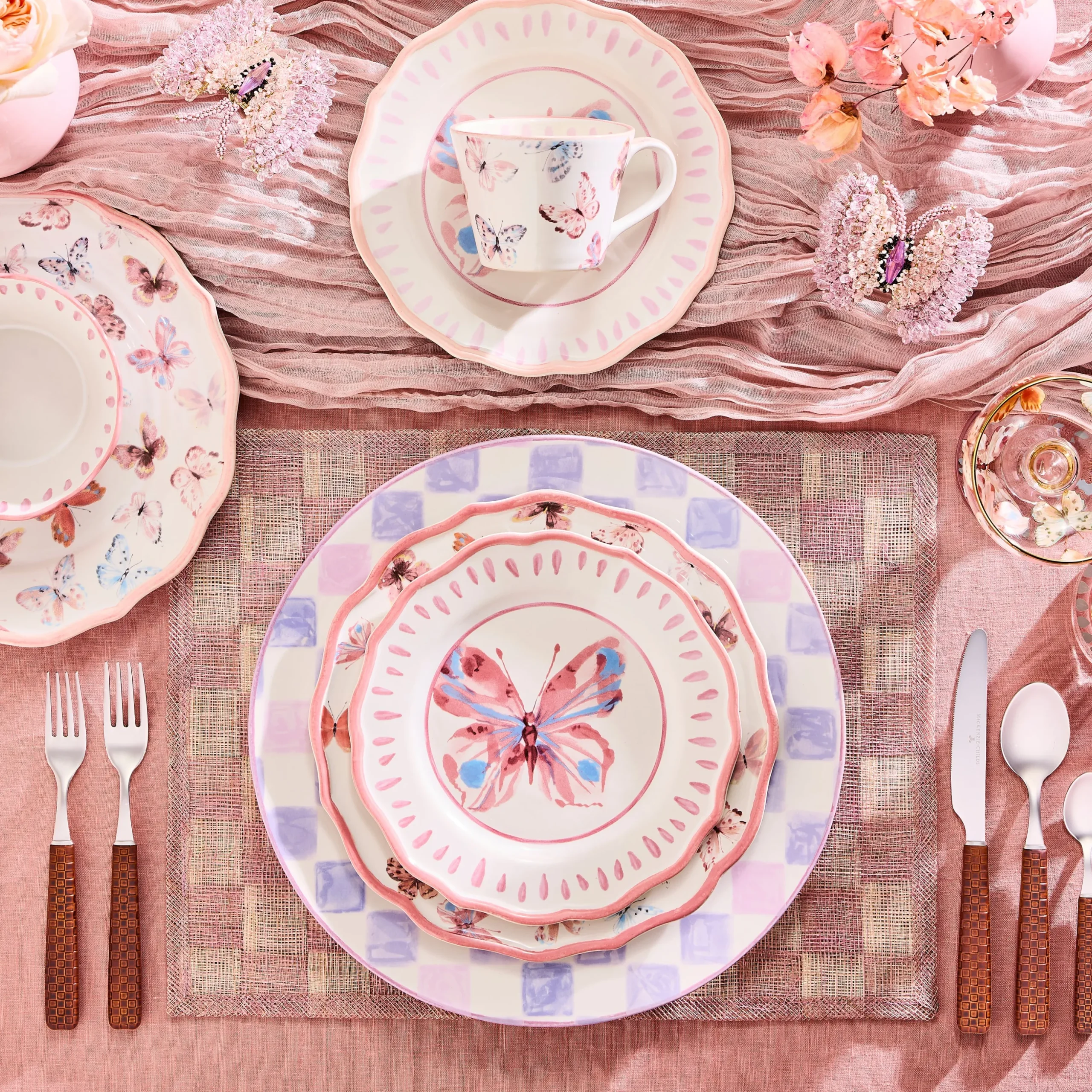 Lilac Check Round Platter