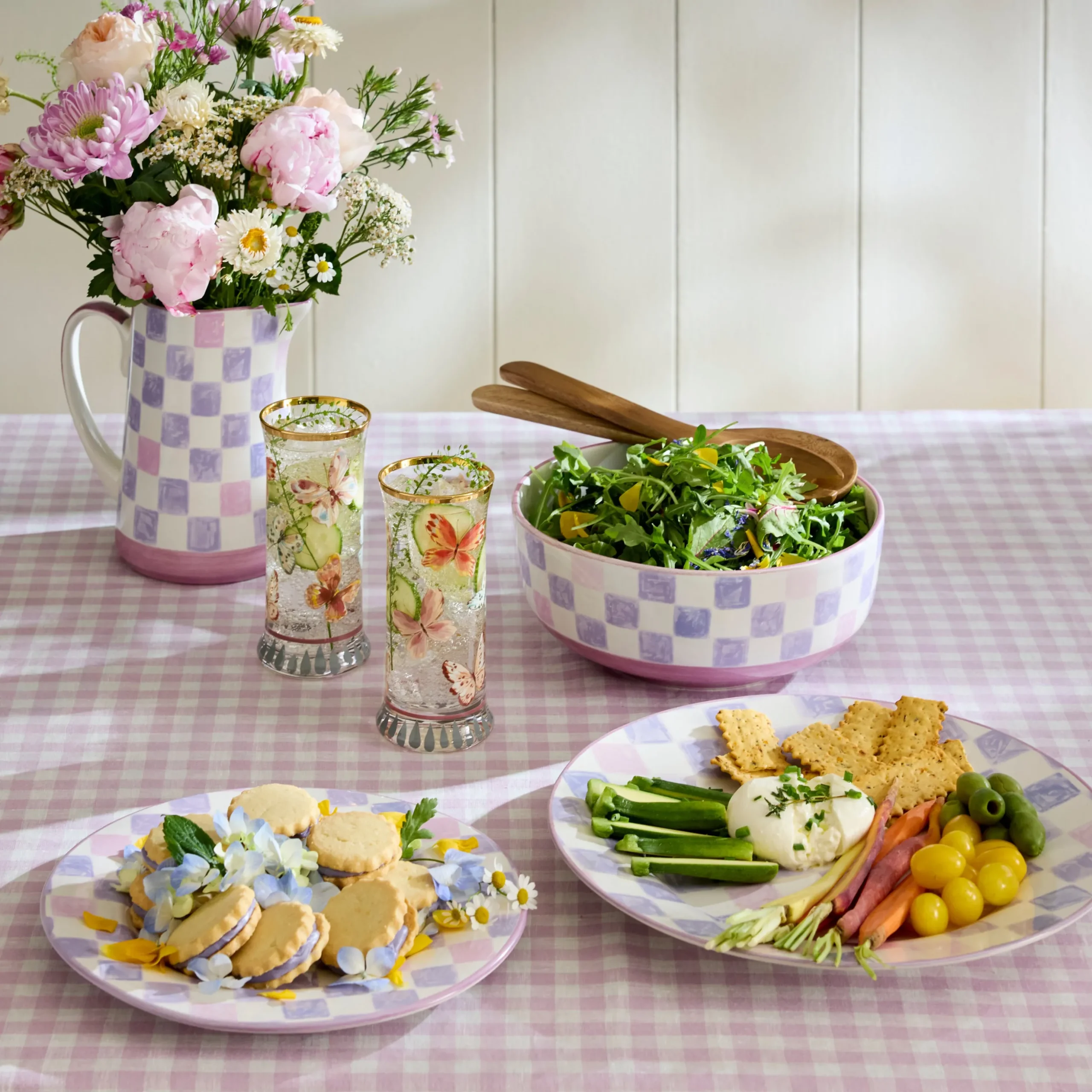 Lilac Check Round Platter