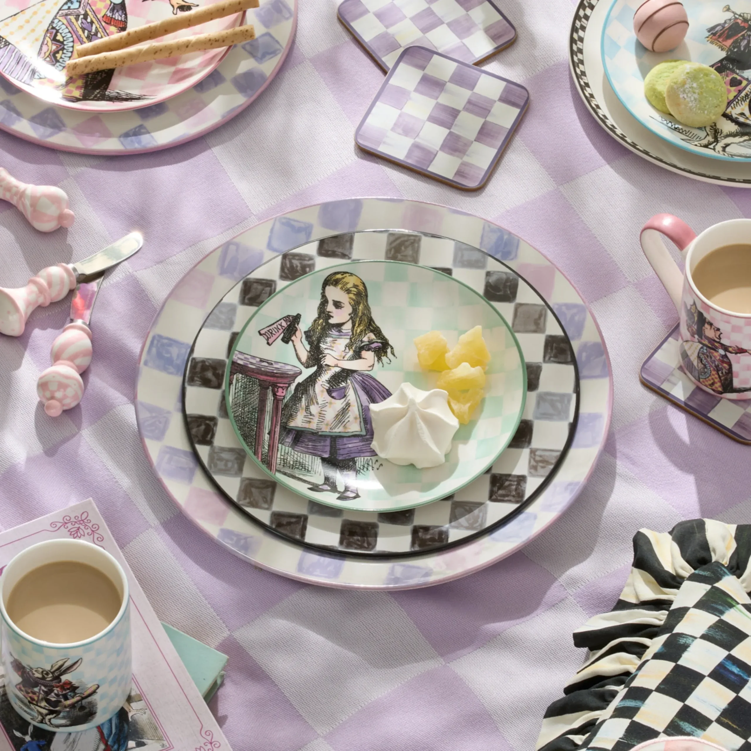 Lilac Check Round Platter