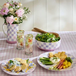 Lilac Check Serving Bowl