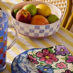 Lilac Check Serving Bowl