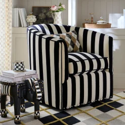 Marquee Black Stripe Chenille Swivel Chair