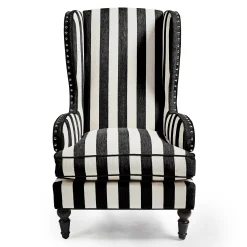 Marquee Black Stripe Chenille Wing Chair