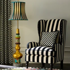 Marquee Black Stripe Chenille Wing Chair