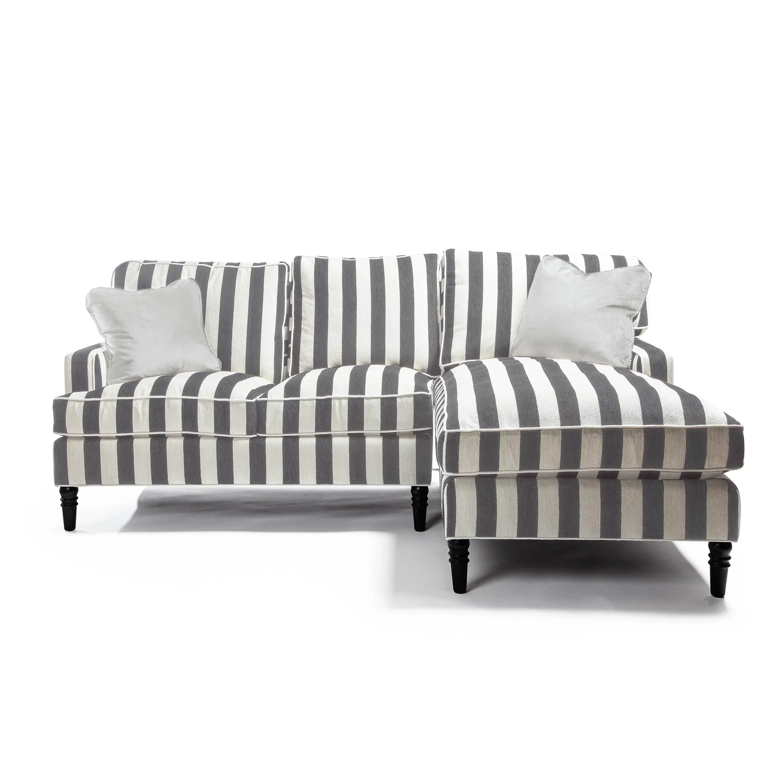 Marquee Grey Stripe 2-Piece Right Arm Chaise Sectional