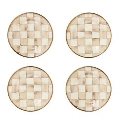 Mocha Check Appetizer Plates, Set of 4