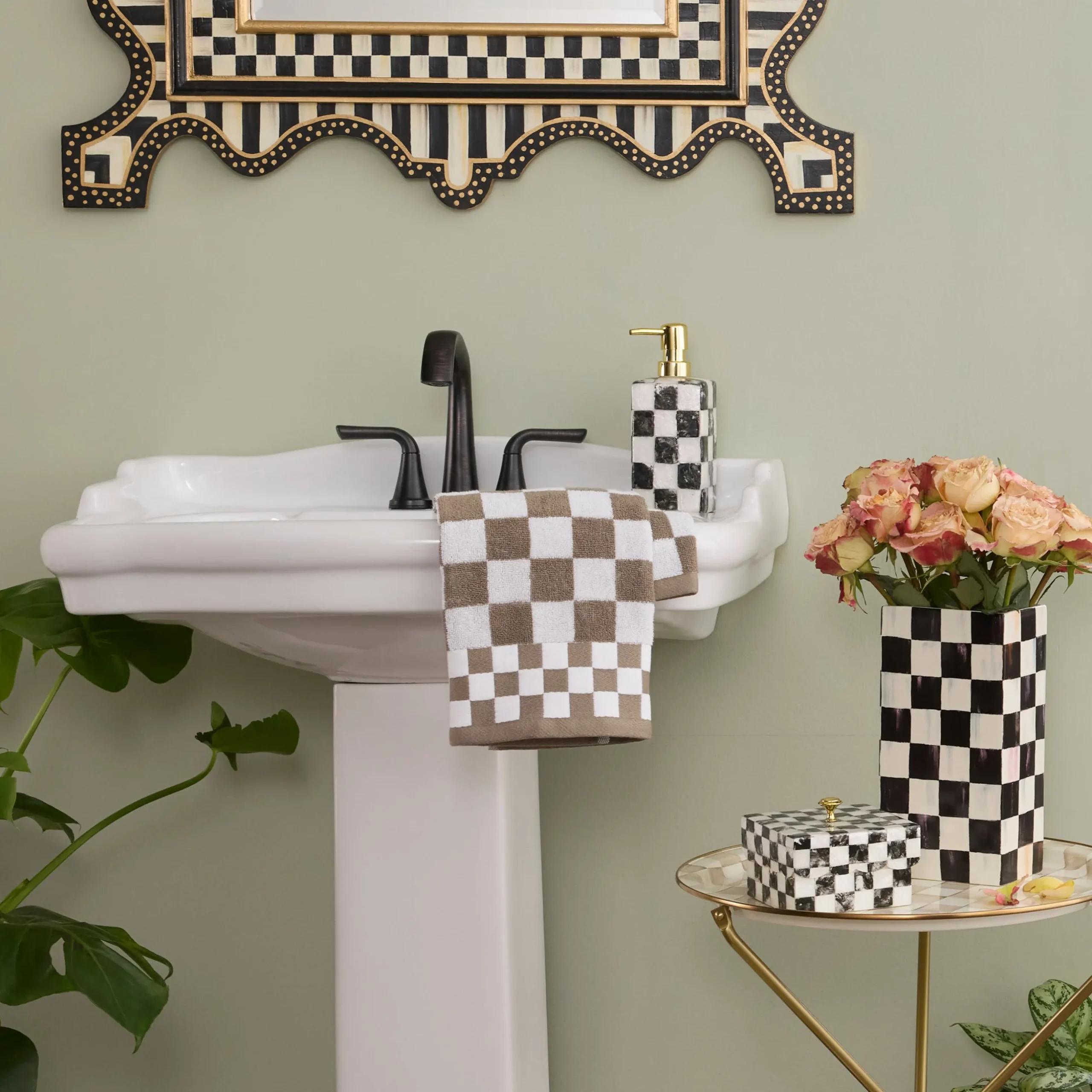 Mocha Check Bath Towel