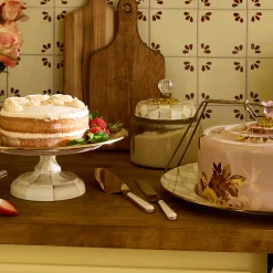 Mocha Check Bistro Cake Serving Set