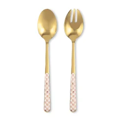 Mocha Check Bistro Salad Serving Set