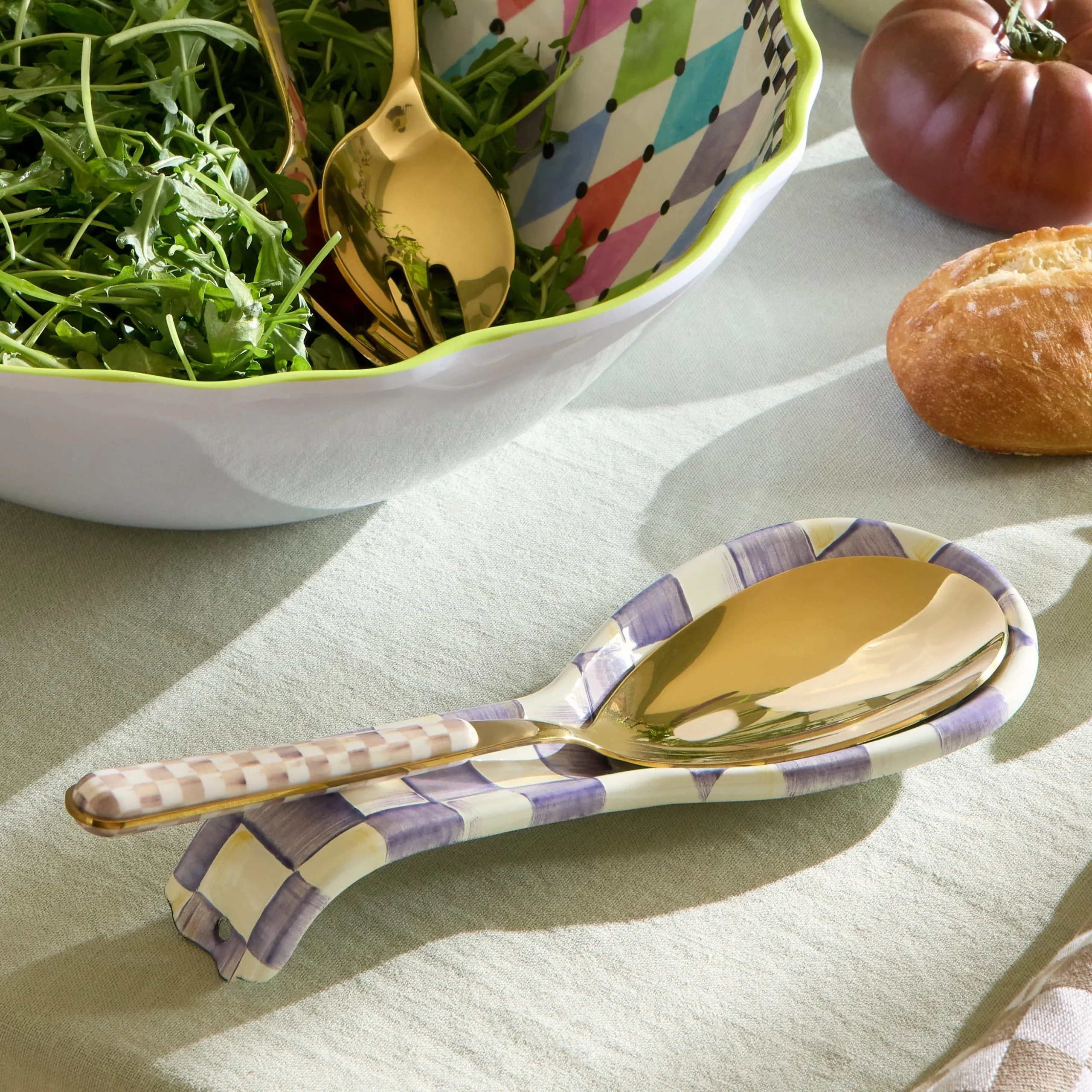 Mocha Check Bistro Serving Spoon