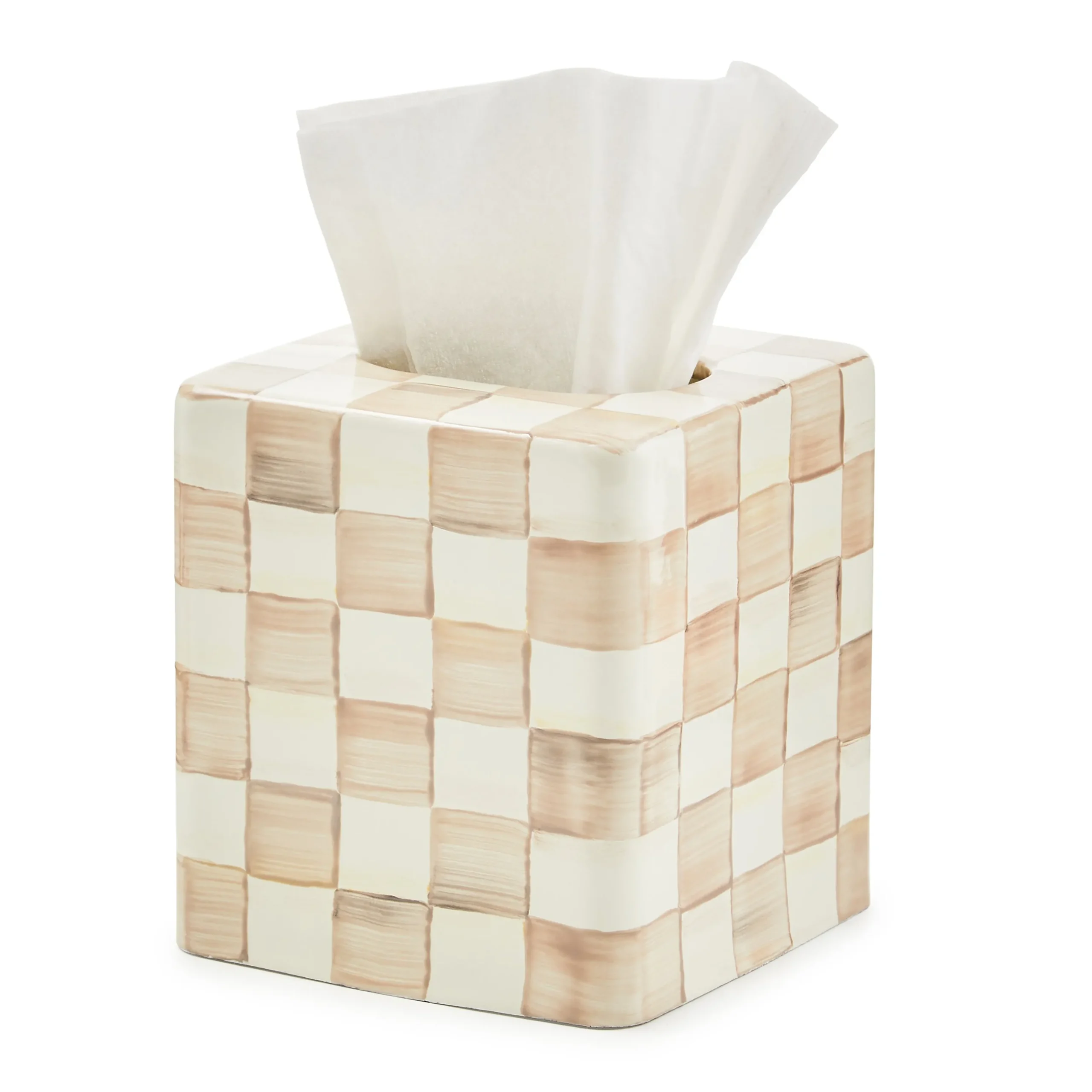 Mocha Check Boutique Tissue Box Cover