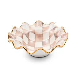 Mocha Check Ceramic Fluted Breakfast Bowl