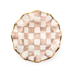 Mocha Check Ceramic Fluted Breakfast Bowl
