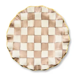 Mocha Check Ceramic Fluted Dessert Plate