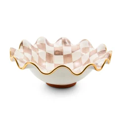 Mocha Check Ceramic Fluted Serving Bowl