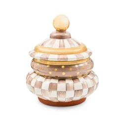 Mocha Check Ceramic Groovy Canister