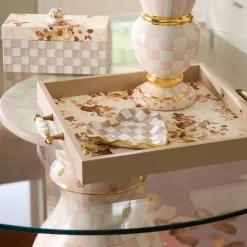 Mocha Check Ceramic Heart Plate