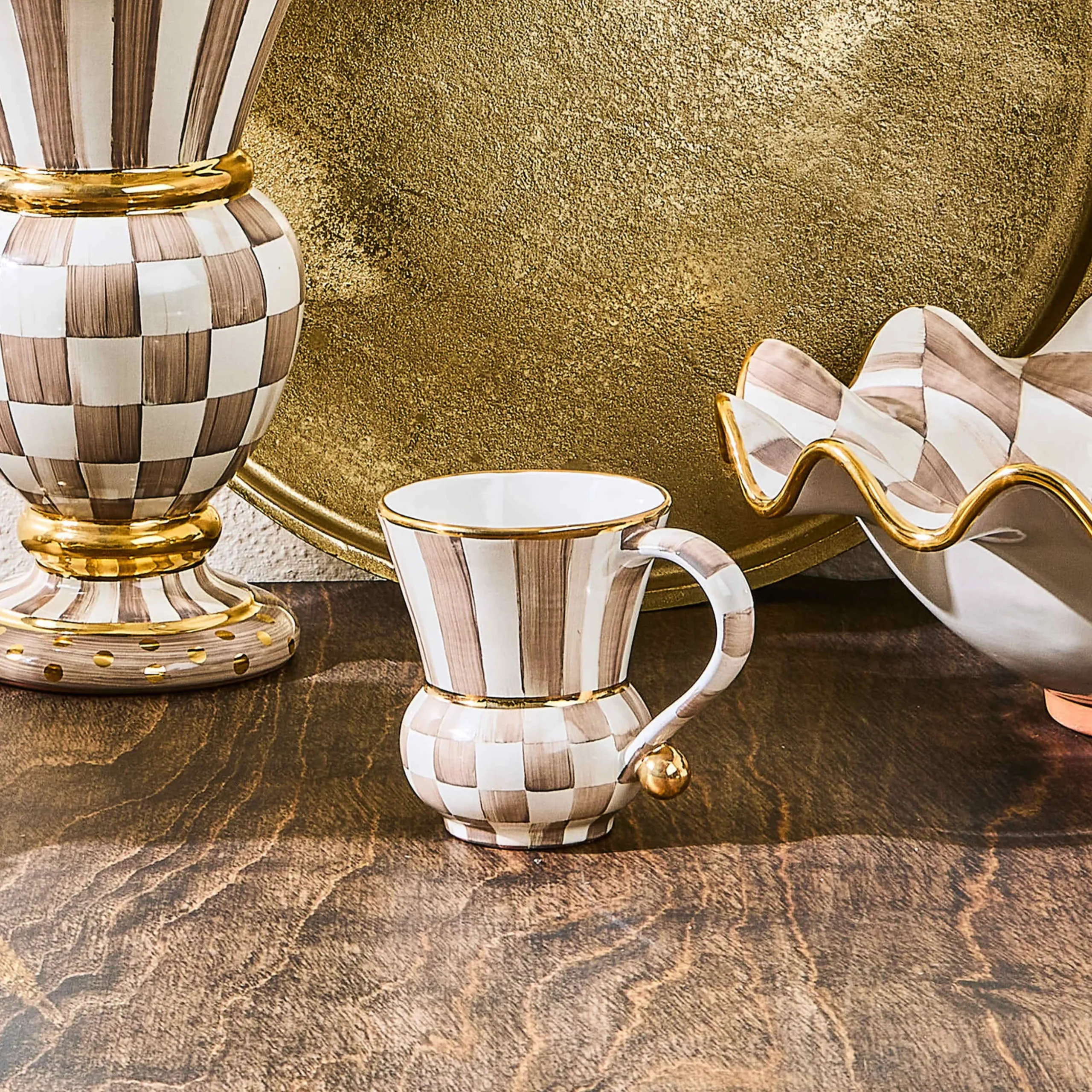 Mocha Check Ceramic Mug