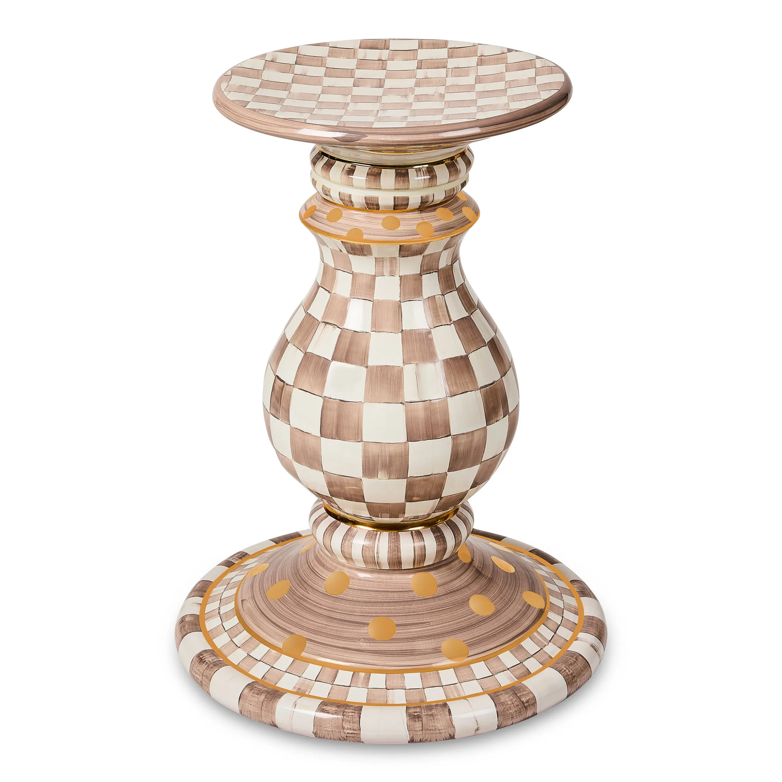 Mocha Check Ceramic Pedestal Table Base