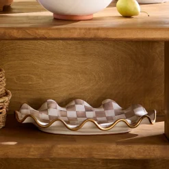 Mocha Check Ceramic Serving Platter
