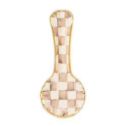 Mocha Check Ceramic Spoon Rest