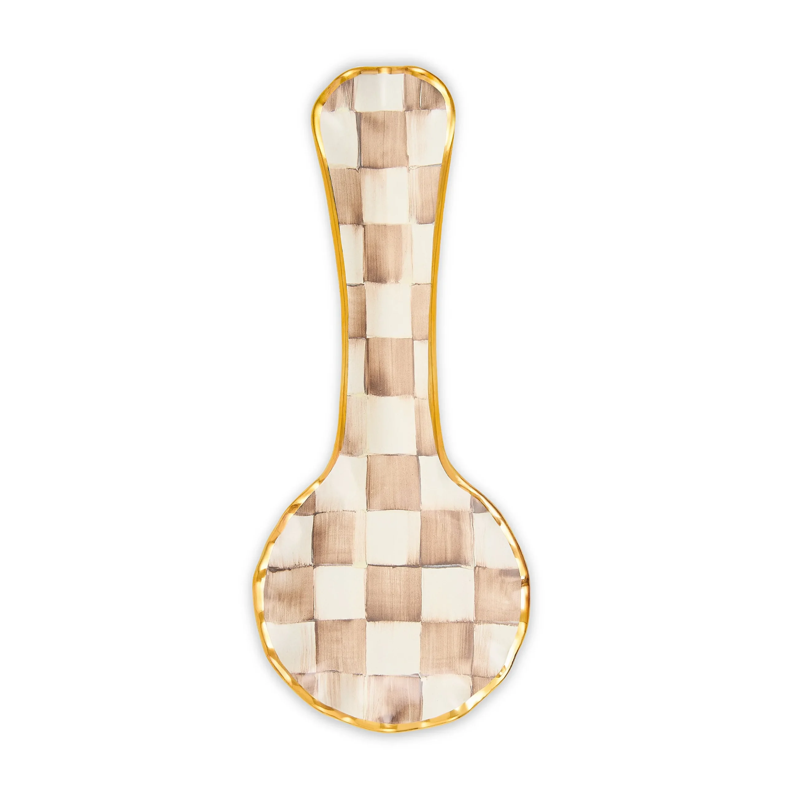 Mocha Check Ceramic Spoon Rest