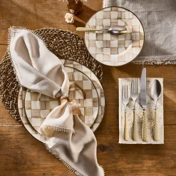 Mocha Check Charger/Plate