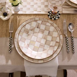 Mocha Check Charger/Plate