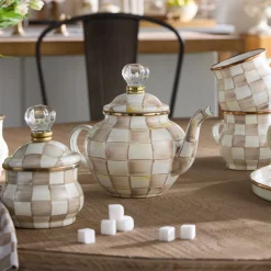 Mocha Check 4 Cup Teapot