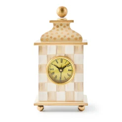 Mocha Check Desk Clock