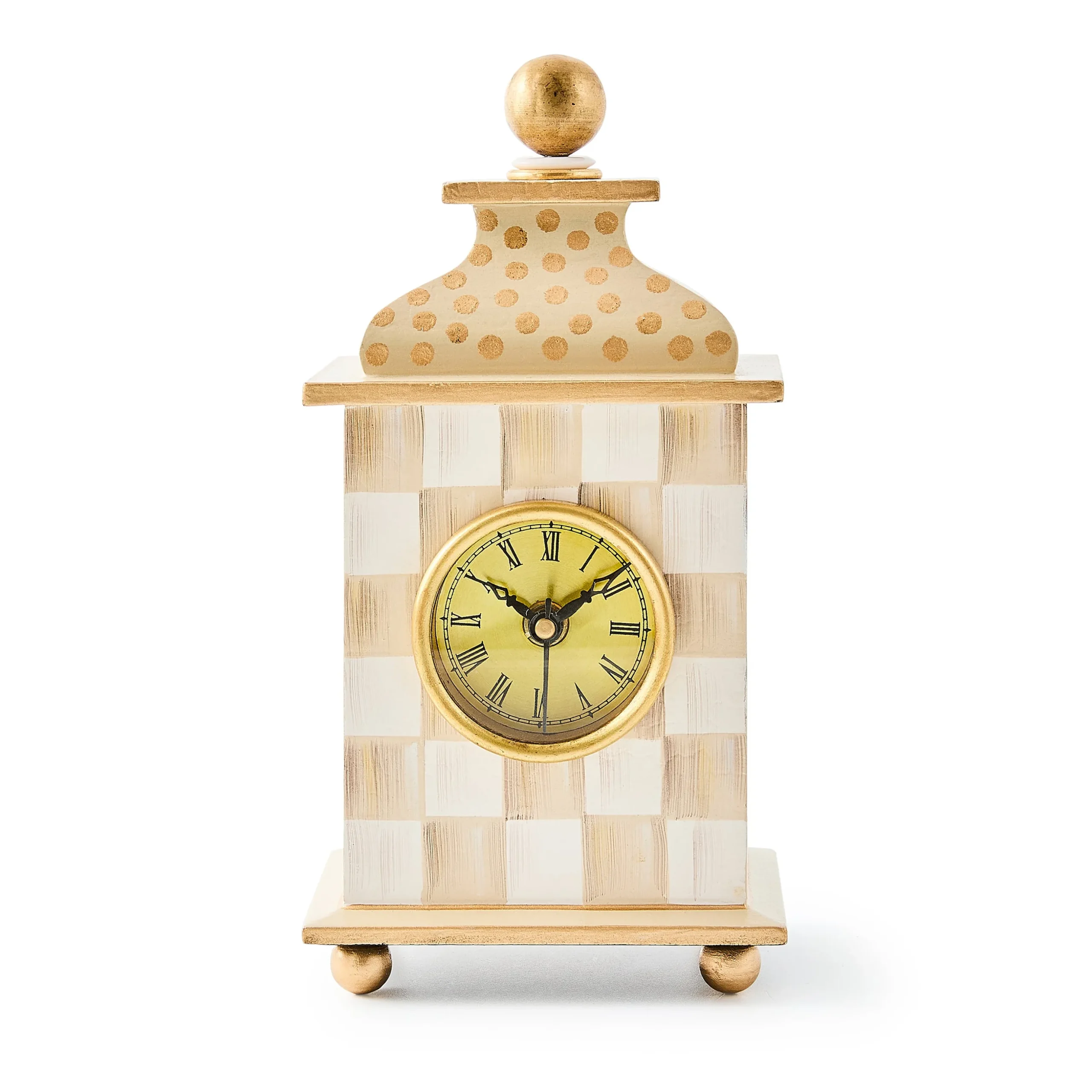 Mocha Check Desk Clock