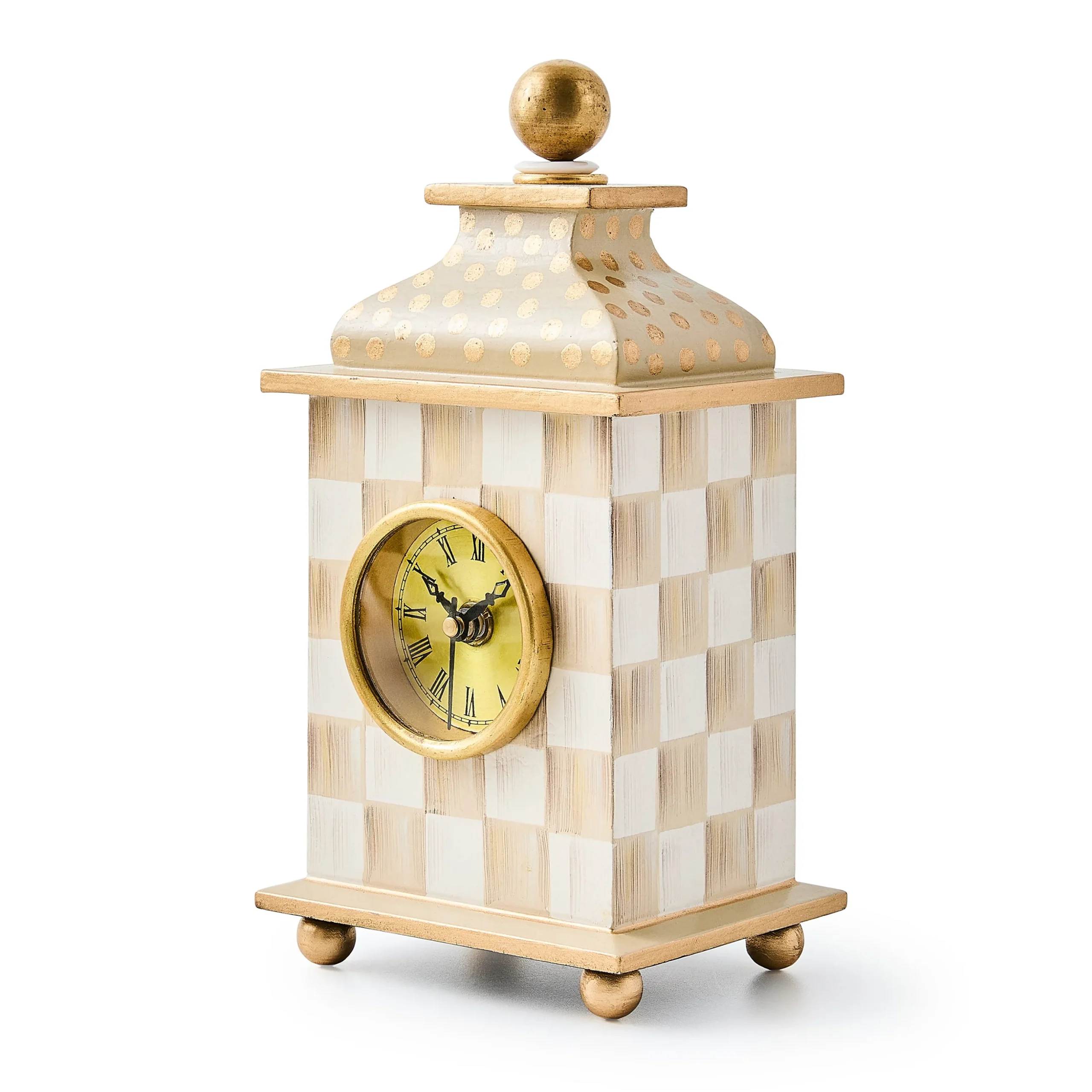 Mocha Check Desk Clock