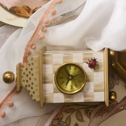 Mocha Check Desk Clock