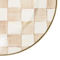 Mocha Check Dinner Plate