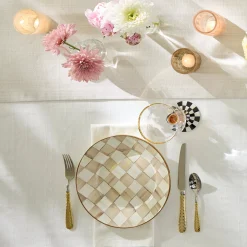 Mocha Check Dinner Plate