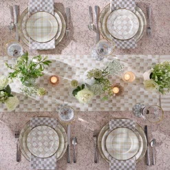 Mocha Check Dinner Plate