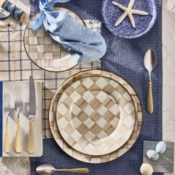 Mocha Check Dinner Plate