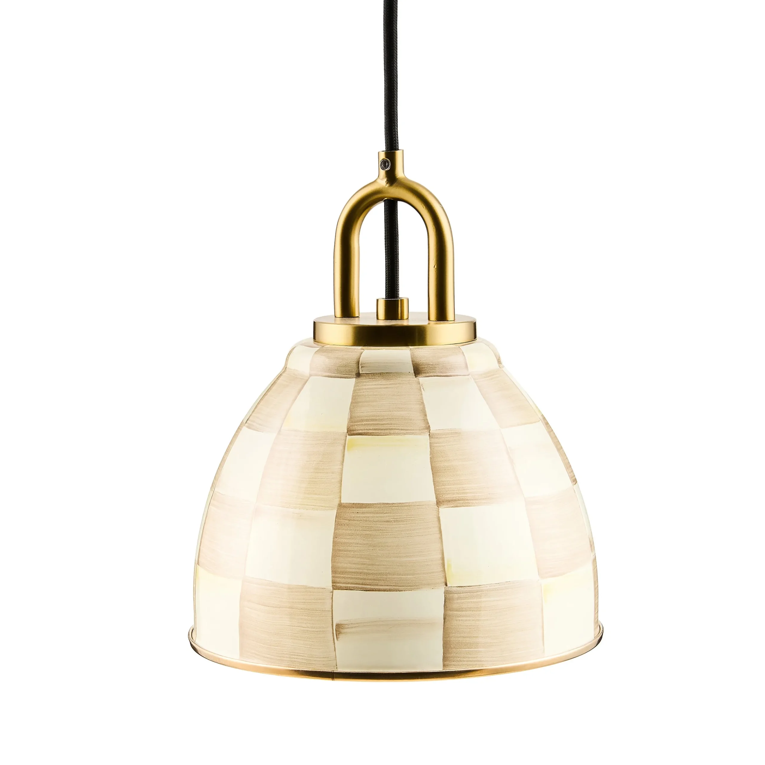 Mocha Check 8" Dome Pendant Lamp