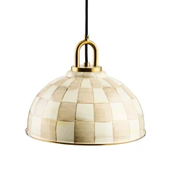 Mocha Check 12" Dome Pendant Lamp