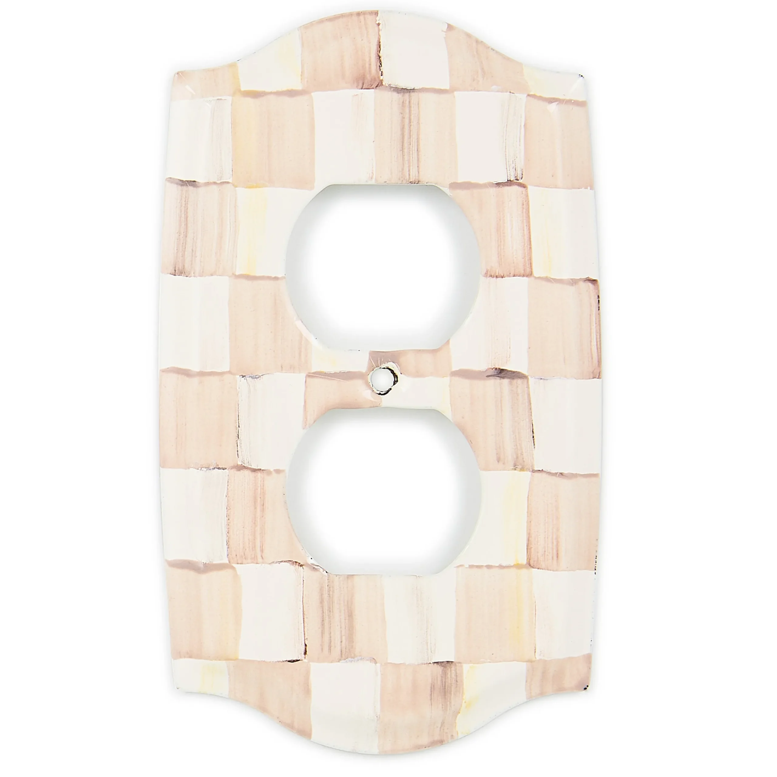 Mocha Check Double Outlet Cover