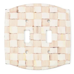 Mocha Check Double Toggle Switch Plate