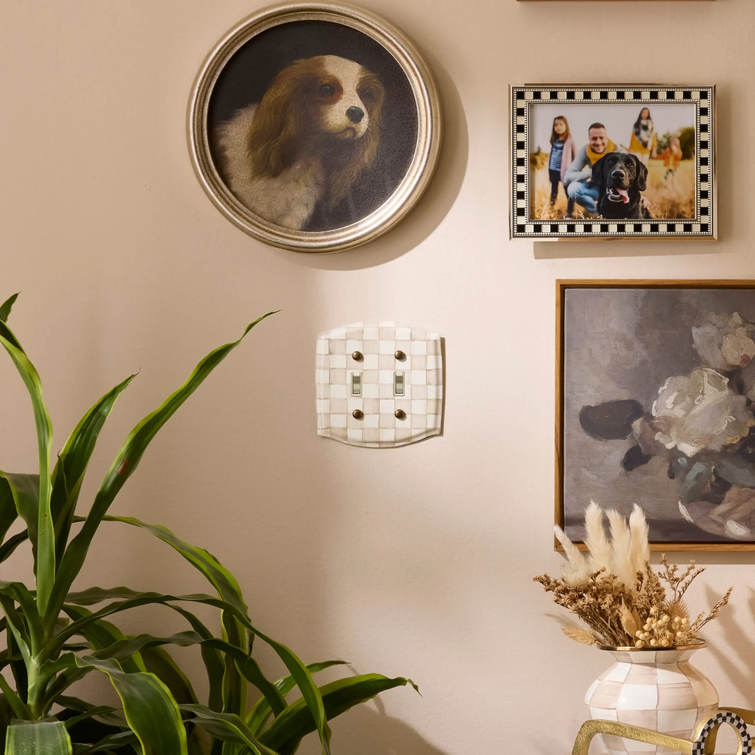 Mocha Check Double Toggle Switch Plate