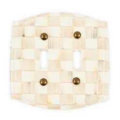 Mocha Check Double Toggle Switch Plate
