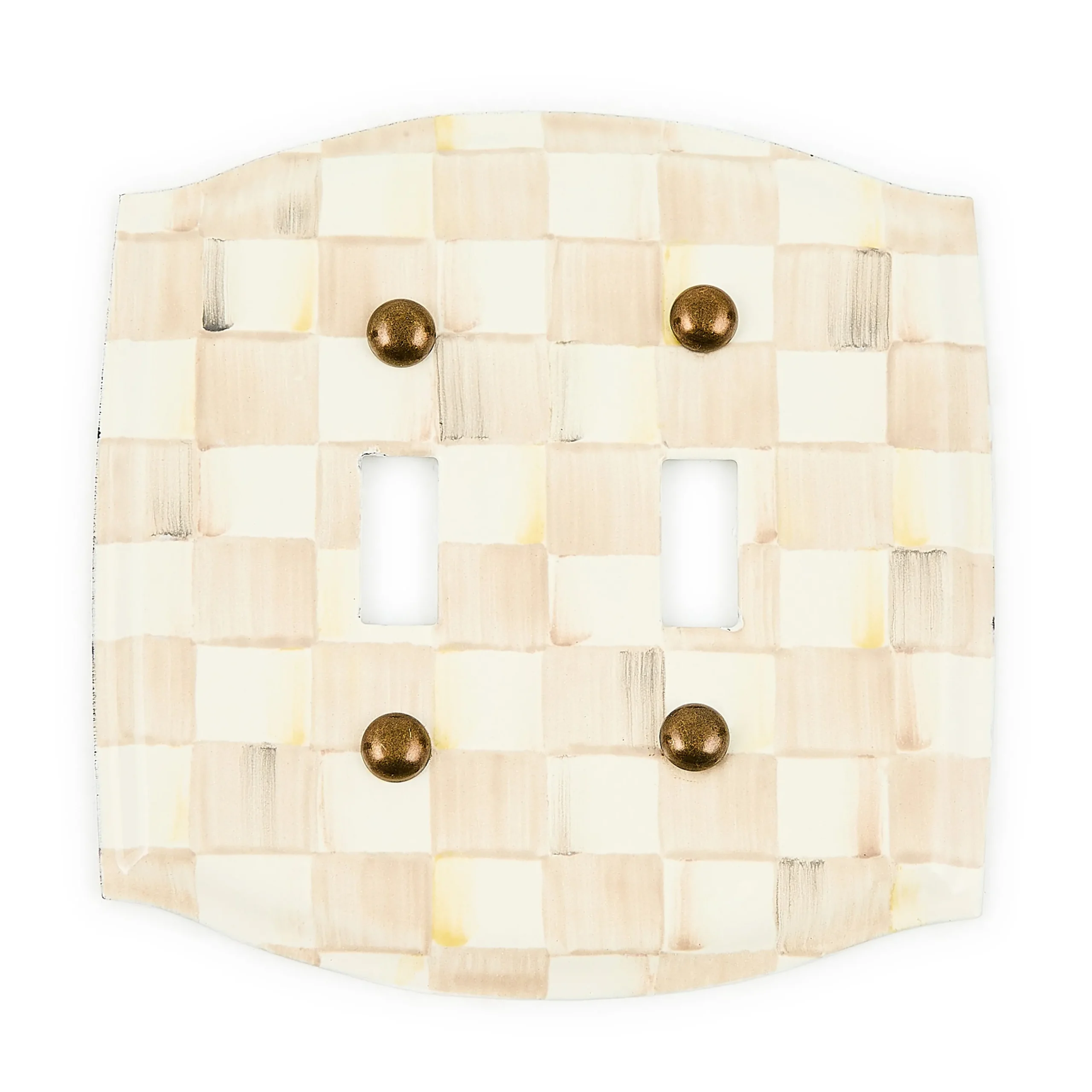 Mocha Check Double Toggle Switch Plate